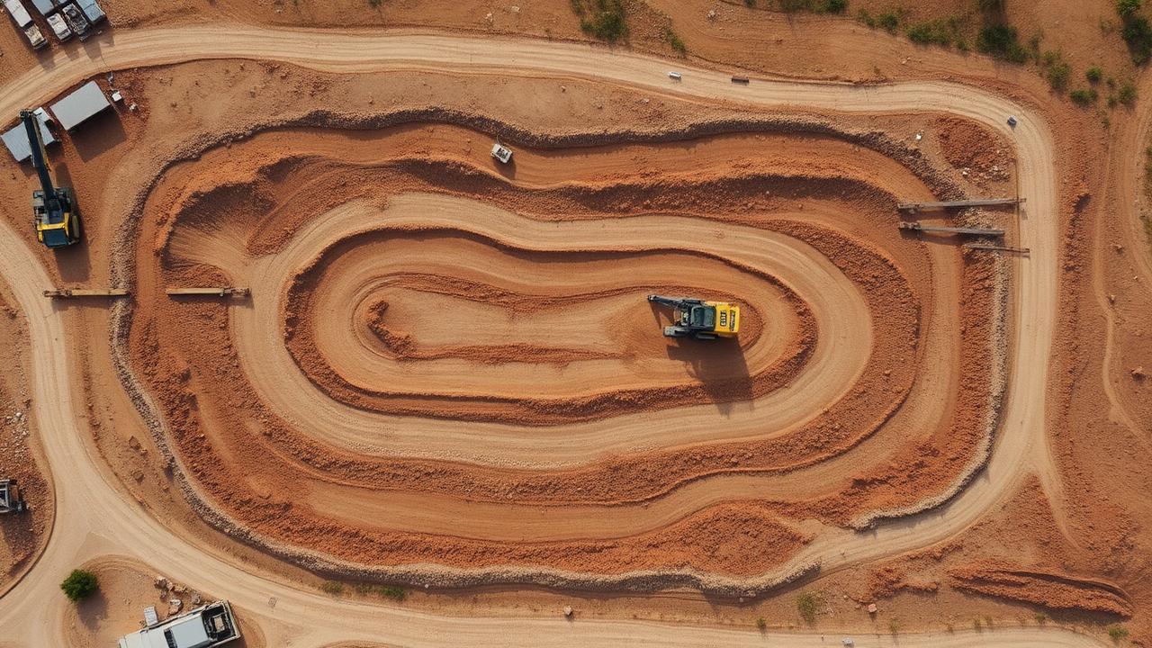 Aerial view of excavation project